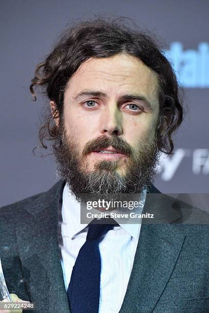 Actor Casey Affleck poses in the press room after winning the award for Best Actor for the film 'Manchester by the Sea' during The 22nd Annual...