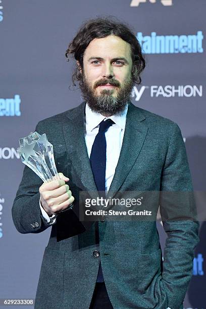 Actor Casey Affleck poses in the press room after winning the award for Best Actor for the film 'Manchester by the Sea' during The 22nd Annual...