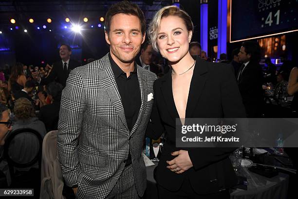 Actors James Marsden and Evan Rachel Wood attend The 22nd Annual Critics' Choice Awards at Barker Hangar on December 11, 2016 in Santa Monica,...