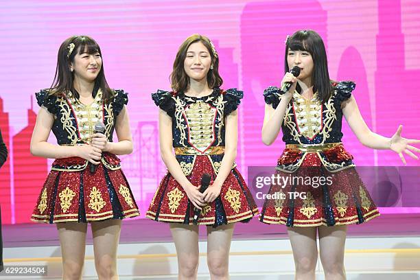 Members Mayu Watanabe,Kawamoto Saya and Izu Darina come to Shanghai for fans meeting conference on 11th December, 2016 in Shanghai, China.