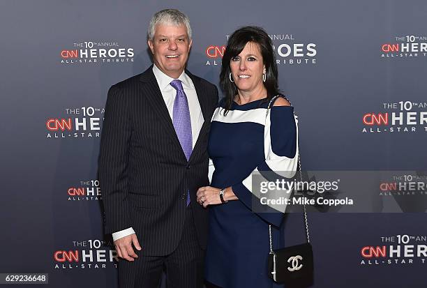 President of Turner David Levy and Niki Levy attend CNN Heroes Gala 2016 at the American Museum of Natural History on December 11, 2016 in New York...