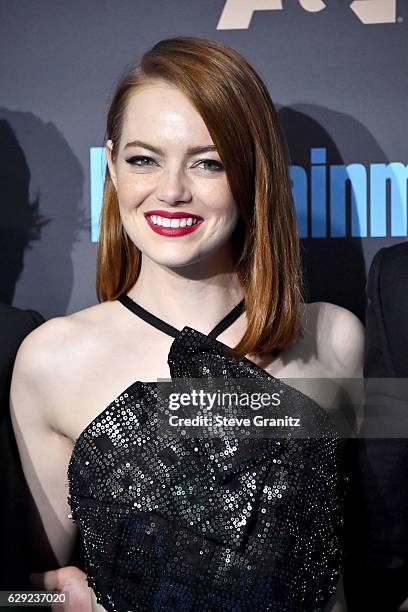 Actress Emma Stone poses in the press room after winning the award for Best Picture for the film 'La La Land' during The 22nd Annual Critics' Choice...