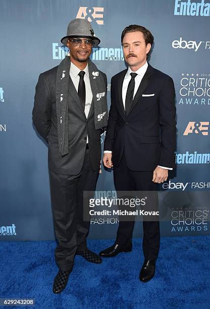 Actors Damon Wayans Jr. And Clayne Crawford attend The 22nd Annual Critics' Choice Awards at Barker Hangar on December 11, 2016 in Santa Monica,...