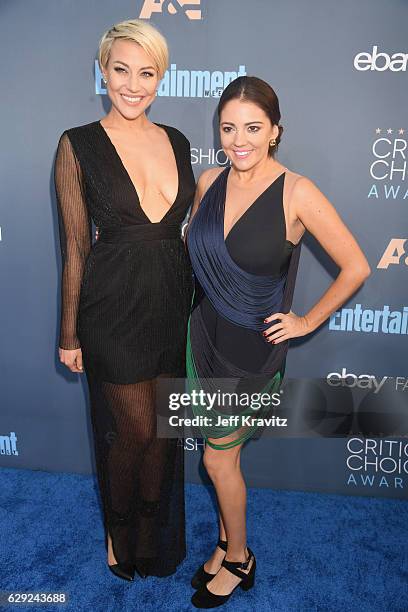 Personality Erin Darling and Dina Renee attend The 22nd Annual Critics' Choice Awards at Barker Hangar on December 11, 2016 in Santa Monica,...