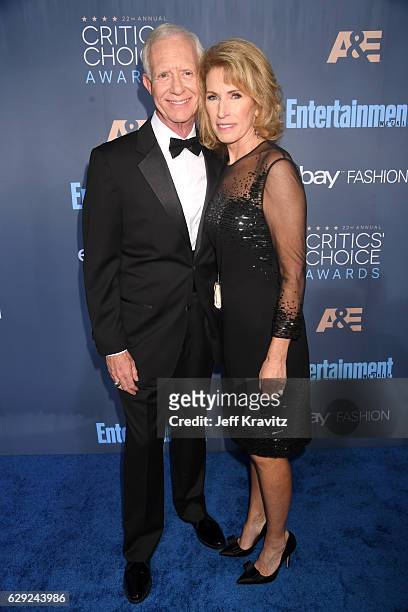 Retired pilot Chesley Burnett "Sully" Sullenberger III and Lorrie Sullenberger attend The 22nd Annual Critics' Choice Awards at Barker Hangar on...
