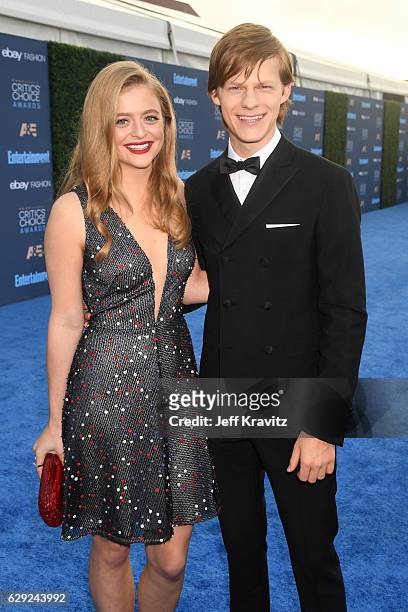 Actors Anna Baryshnikov and Lucas Hedges attend The 22nd Annual Critics' Choice Awards at Barker Hangar on December 11, 2016 in Santa Monica,...