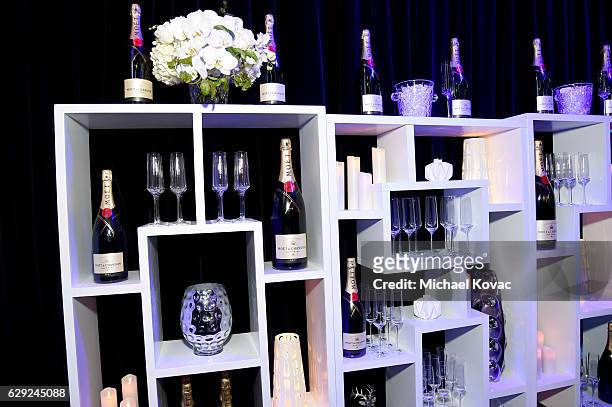 Moet is displayed during The 22nd Annual Critics' Choice Awards at Barker Hangar on December 11, 2016 in Santa Monica, California.