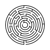 Round labyrinth.Isolated on white background. Vector illustration.
