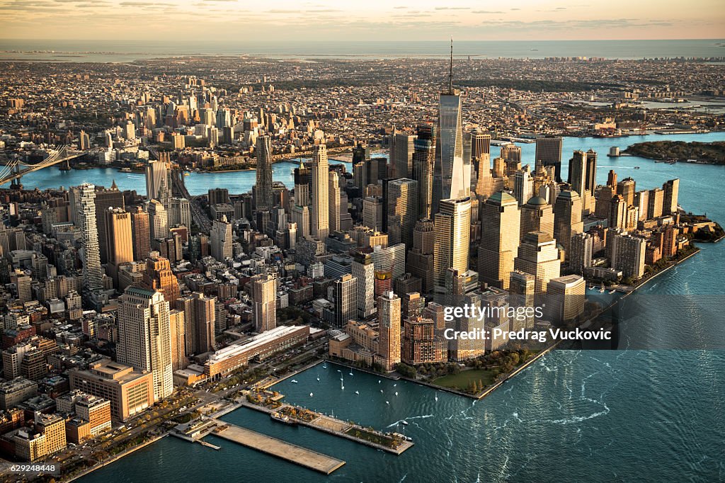 Aerial view of Manhattan island