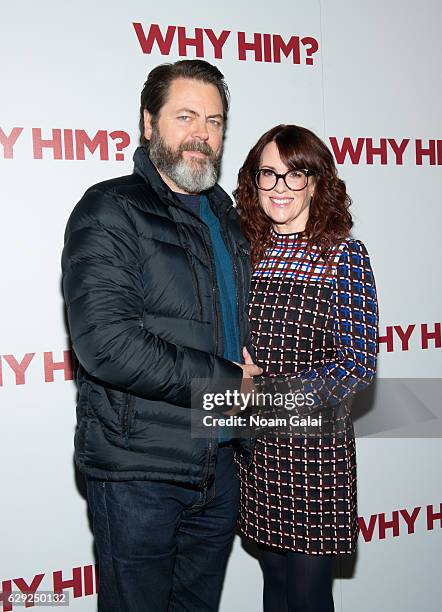 Nick Offerman and Megan Mullally attend a special screening of "Why Him?" at iPic Theater on December 11, 2016 in New York City.