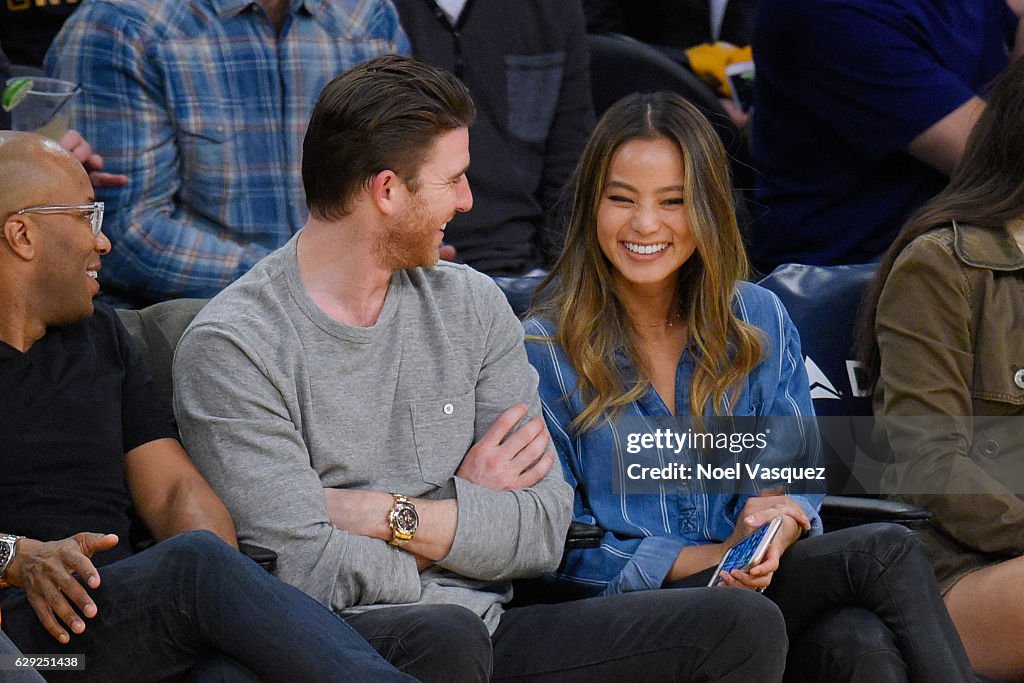 Celebrities At The Los Angeles Lakers Game