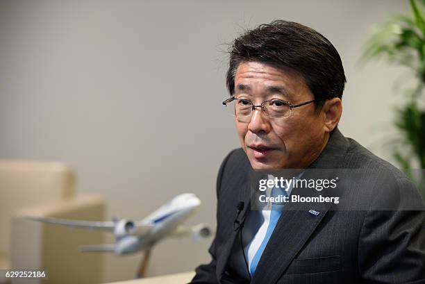 Shinya Katanozaka, president and chief executive officer of ANA Holdings Inc., speaks during an interview in Tokyo, Japan, on Dec. 12, 2016. ANA has...