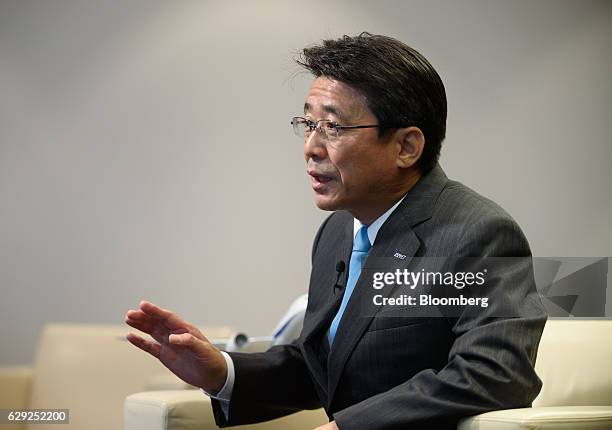 Shinya Katanozaka, president and chief executive officer of ANA Holdings Inc., speaks during an interview in Tokyo, Japan, on Dec. 12, 2016. ANA has...