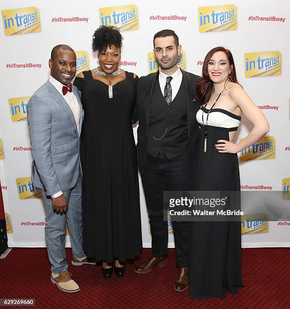 Arbender Robinson, Aurelia Williams, Adam Bashian and Laurel Harris attend the Broadway Opening Night Performance Press Reception for 'In Transit' at...