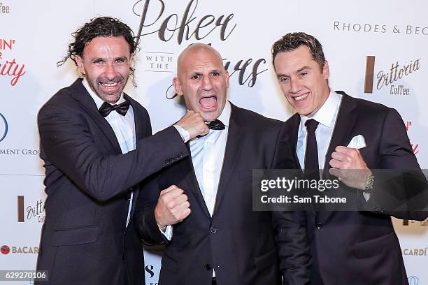 Ange Christou, Sam Greco and Anthony Koutofides arrive ahead of Poker With the Stars on December 12, 2016 in Melbourne, Australia.