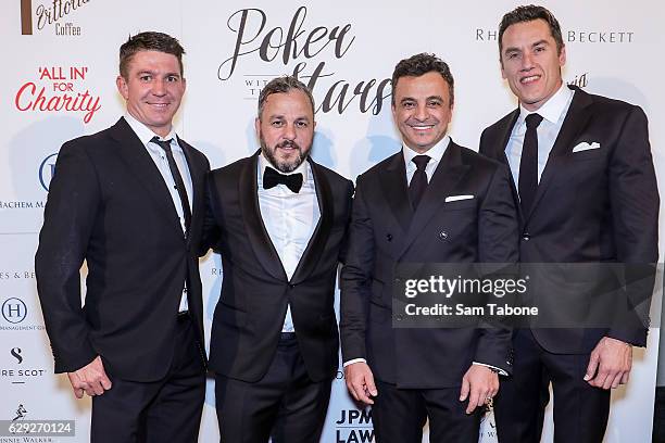 Stephen Baker,Tony Hachem, Joe Hachem and Anthony Koutofides arrive ahead of Poker With the Stars on December 12, 2016 in Melbourne, Australia.