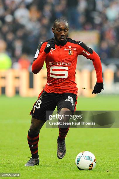 Giovanni SIO of Rennes during the French Ligue 1 match between Lyon and Rennes at Stade des Lumieres on December 11, 2016 in Decimes, France.