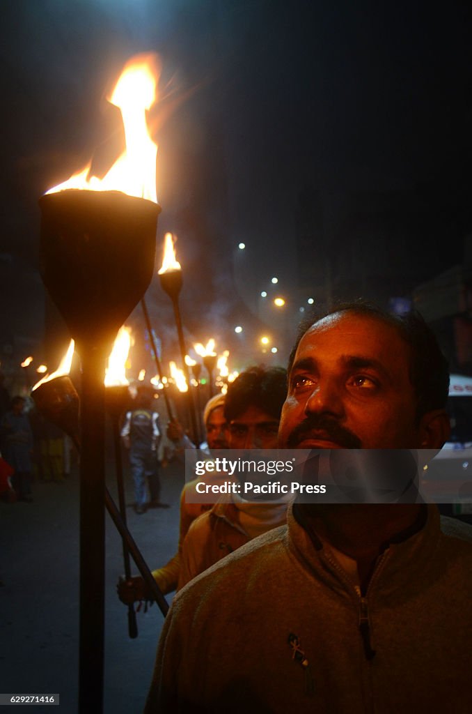 Pakistani devotee Muslims attend the celebration on Mawlid...