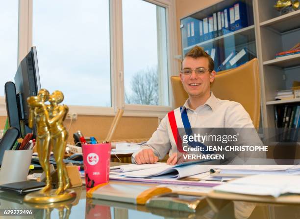 Newly elected mayor of Florange, Remy Dick poses at the City Hall of Florange, eastern France, on December 12, 2016.