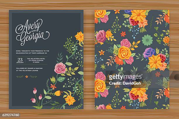 stockillustraties, clipart, cartoons en iconen met floral wedding invitation template - wedding invitation