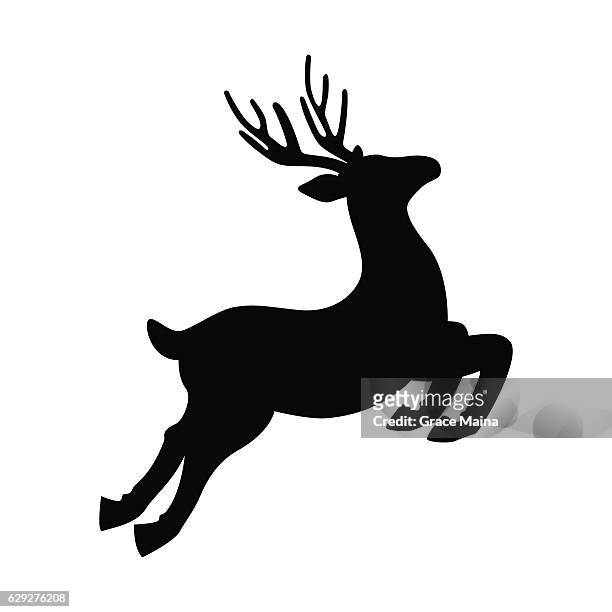 stockillustraties, clipart, cartoons en iconen met deer running and jumping illustration - vector - reindeer