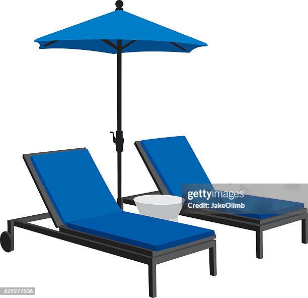 patio furniture silhouettes - chaise longue stock illustrations