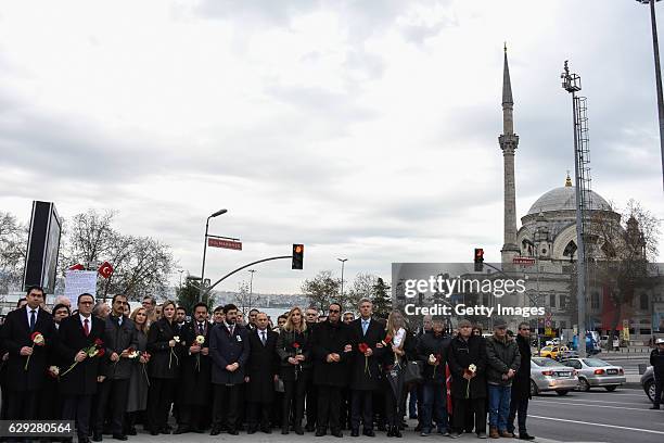 Ambassadors of EU countries and representatives of foreign missions in Turkey visit the blast site outside the Besiktas FC's Vodafone Arena Stadium...