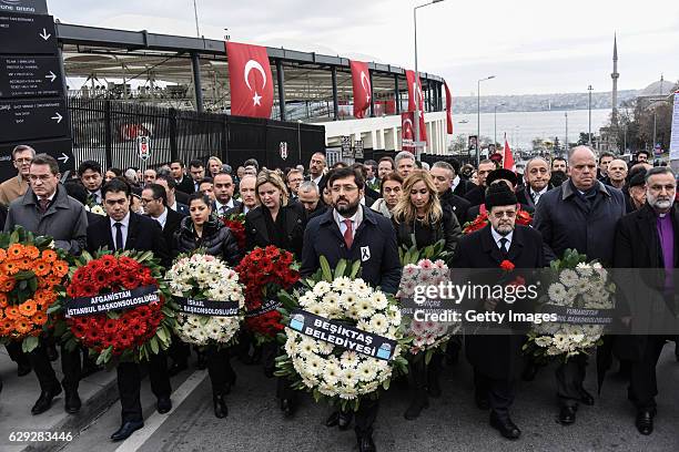 Ambassadors of EU countries and representatives of foreign missions in Turkey visit the blast site outside the Besiktas FC's Vodafone Arena Stadium...