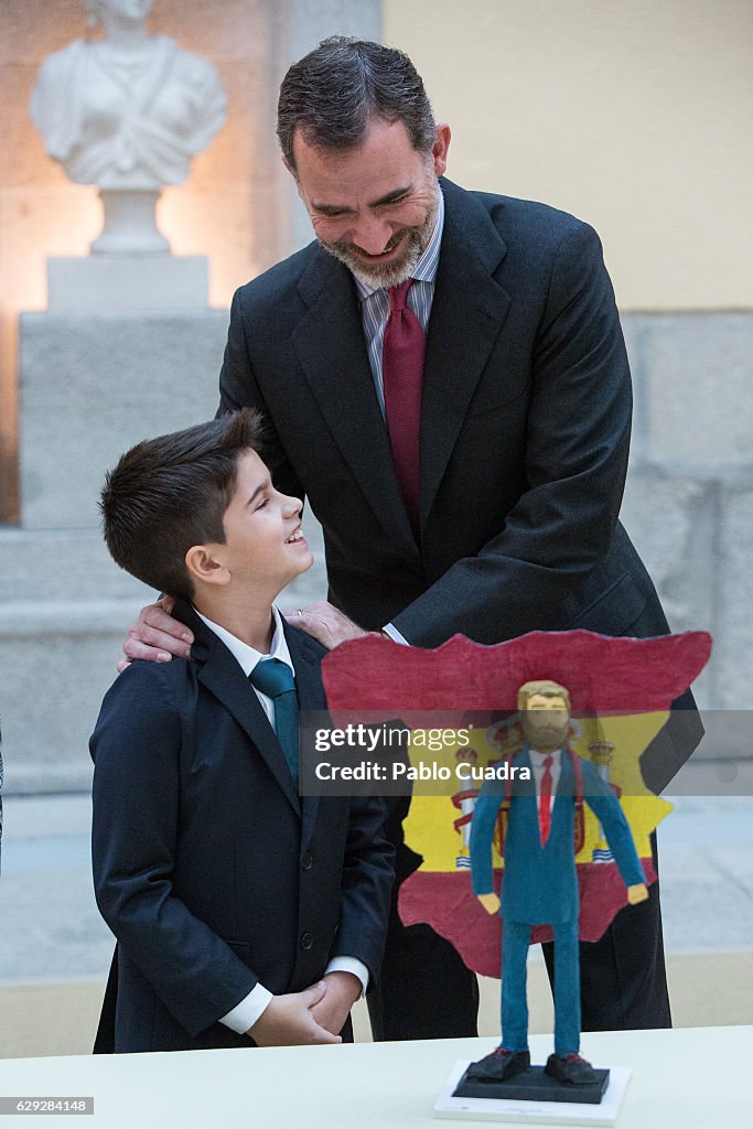 King Felipe VI Of Spain Receives 'Que Es Un Rey Para Ti' Competition Winners