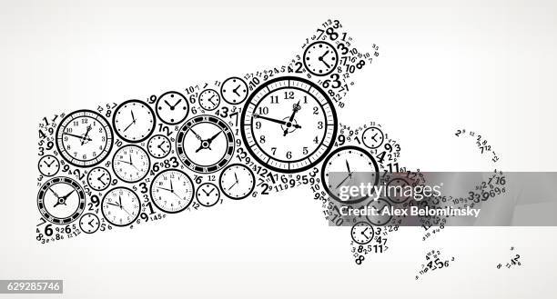 massachusetts on time and clock vector icon pattern - 5 10 2016 stock illustrations