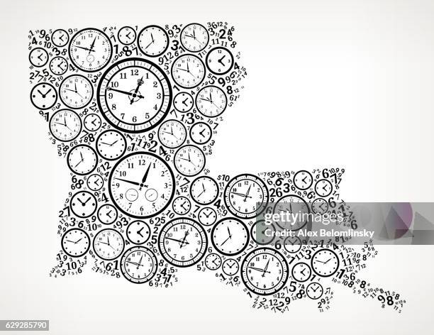 ilustrações de stock, clip art, desenhos animados e ícones de louisiana on time and clock vector icon pattern - 10 seconds or greater