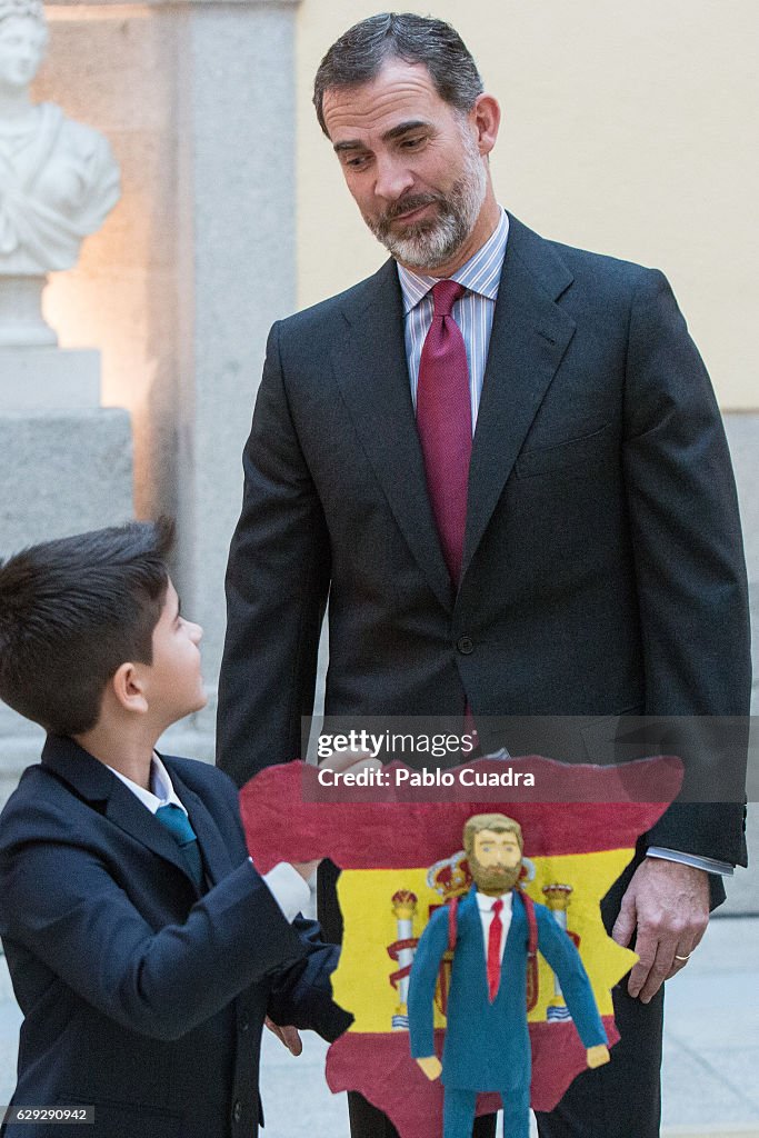 King Felipe VI Of Spain Receives 'Que Es Un Rey Para Ti' Competition Winners