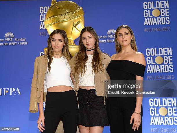 Sistine Stallone, Scarlet Stallone, and Sophia Stallone attend the Nominations Announcement For The 74th Annual Golden Globe Awards at The Beverly...