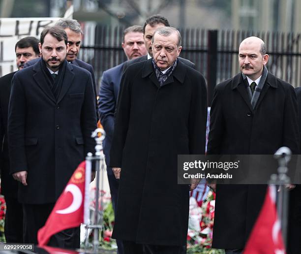 Turkish President Recep Tayyip Erdogan , Turkish Minister of Energy and Natural Resources Berat Albayrak and Turkish Interior Minister Suleyman Soylu...