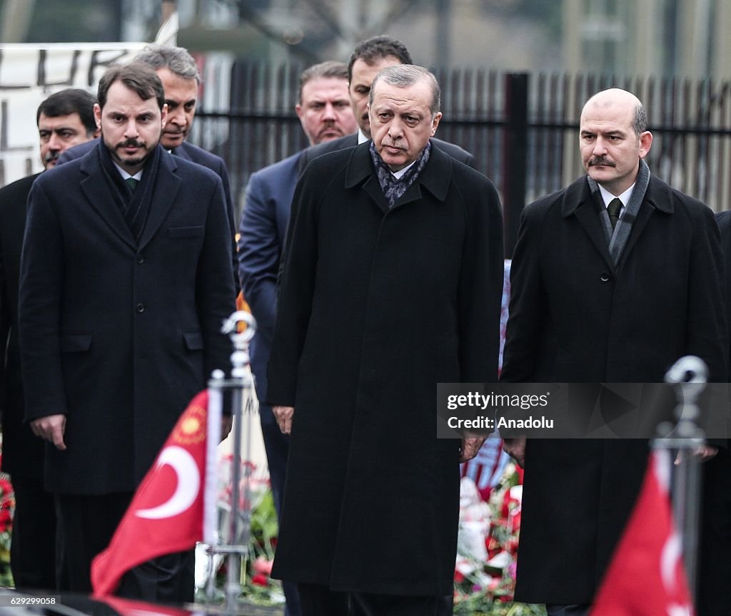 Turkish President Erdogan at the site of Istanbul terror attacks