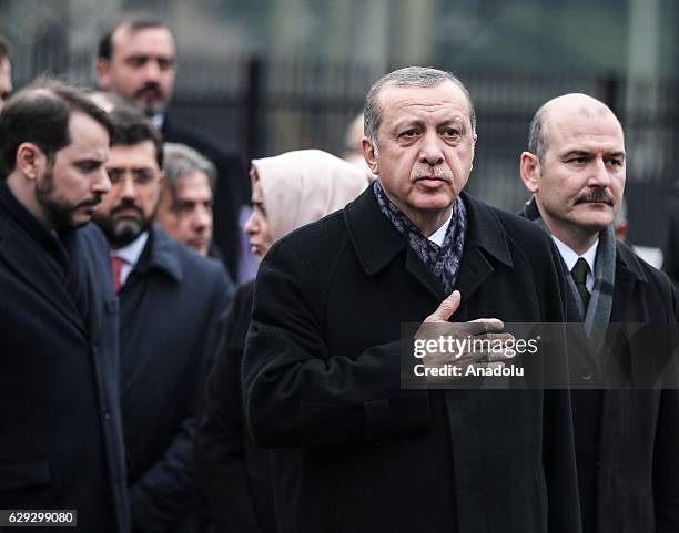 Turkish President Recep Tayyip Erdogan , Turkish Minister of Energy and Natural Resources Berat Albayrak and Turkish Interior Minister Suleyman Soylu...