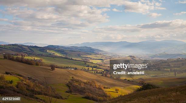 fall landscape in the marches, italy - emilia romagna stockfoto's en -beelden