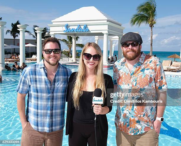 Mike Eli and James Young of Eli Young Band are interviewed by Emily Larsen during a live radio broadcast at CMT Story Behind The Songs LIV + Weekend...
