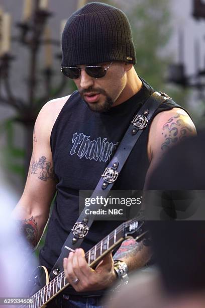 Episode 2745 -- Pictured: Dave Kushner of musical guest Velvet Revolver performs on July 16, 2004 --