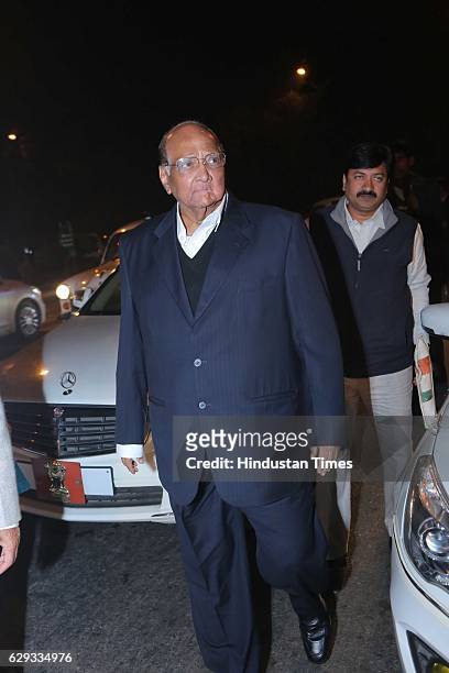 Chief Sharad Pawar at the wedding reception of Union Minister Nitin Gadkari’s daughter Ketki and Aditya Kaskhedikar on December 8, 2016 in New Delhi,...