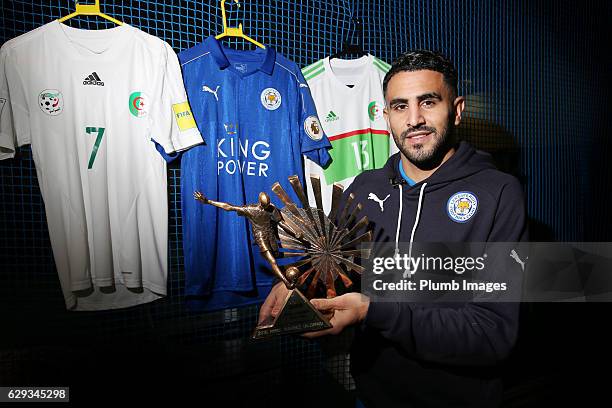 Riyad Mahrez Receives the African Footballer of the Year at Belvoir Drive Training Complex on December 12, 2016 in Leicester, United Kingdom.