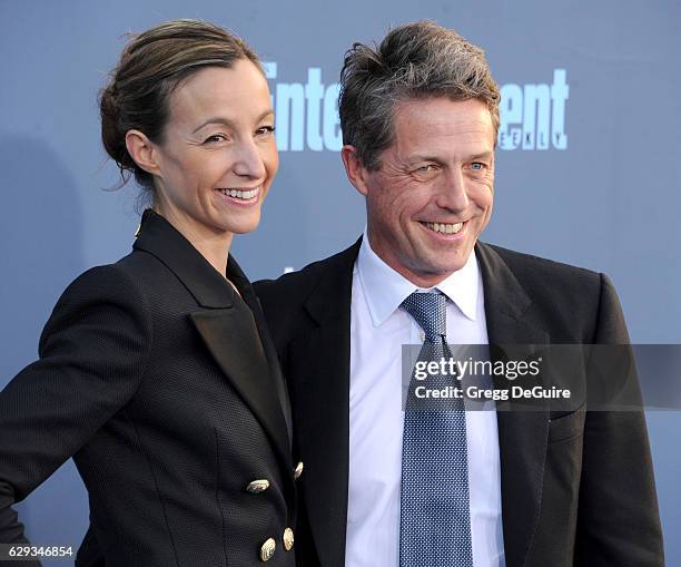 Actor Hugh Grant and Anna Elisabet Eberstein arrive at The 22nd Annual Critics' Choice Awards at Barker Hangar on December 11, 2016 in Santa Monica,...