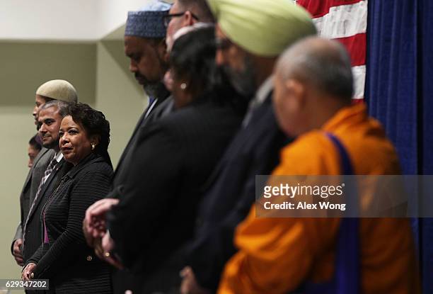 Attorney General Loretta Lynch participates in an event at the All Dulles Area Muslim Society Center December 12, 2016 in Sterling, Virginia. Lynch...