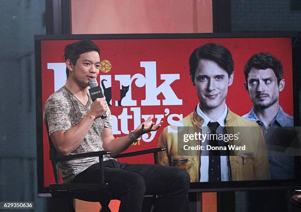 Osric Chau appears at a promotion for the TV series "Dirk Gently's Holistic Detective Agency" during the AOL BUILD Series at AOL HQ on December 12,...