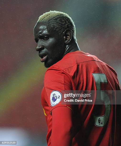 Mamadou Sakho of Liverpool during the Premier League match between Arsenal and Stoke City at Anfield on December 12, 2016 in Liverpool, England.