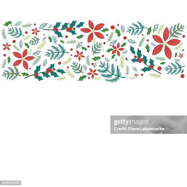 cute hand drawn seasonal christmas background - twig border stock illustrations