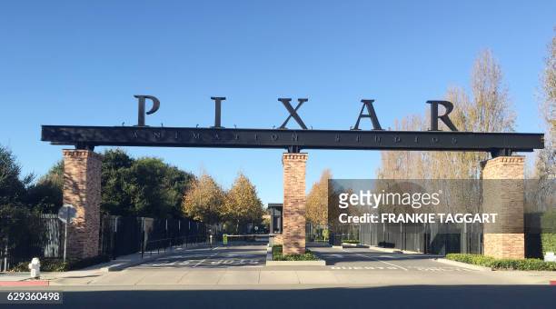 The gates to Pixar's campus is seen in Emeryville, California, on November 29, 2016. Over 21 years of unparalleled success, the executives at...