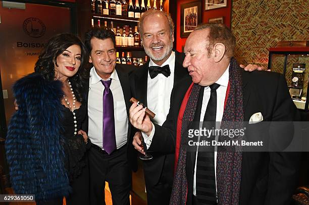 Nancy Dell'Olio, Charlie Sheen, Kelsey Grammer and Andrew Neil attend the Snow Queen Cigar Smoker of the Year awards at Boisdale of Canary Wharf on...