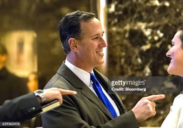 Rick Santorum, former senator from Pennsylvania, arrives at Trump Tower in New York, U.S., on Monday, Dec. 12, 2016. Senate Majority Leader Mitch...