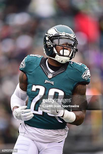 Philadelphia Eagles Running Back Wendell Smallwood looks on during a National Football League game between the Washington Redskins and the...